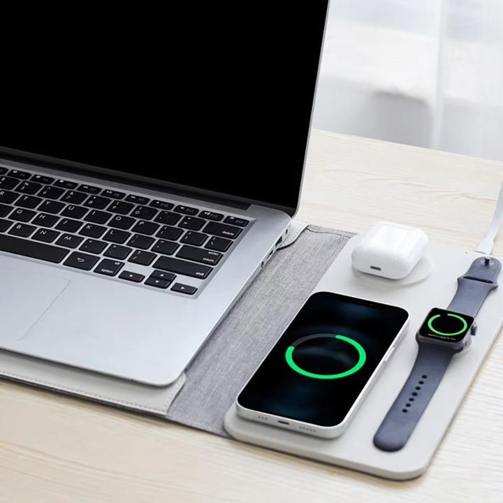 Magnetisk 3-i-1-laptoptasche med kabelloser Ladefunksjon, Mauspad og Schreibtischunterlage