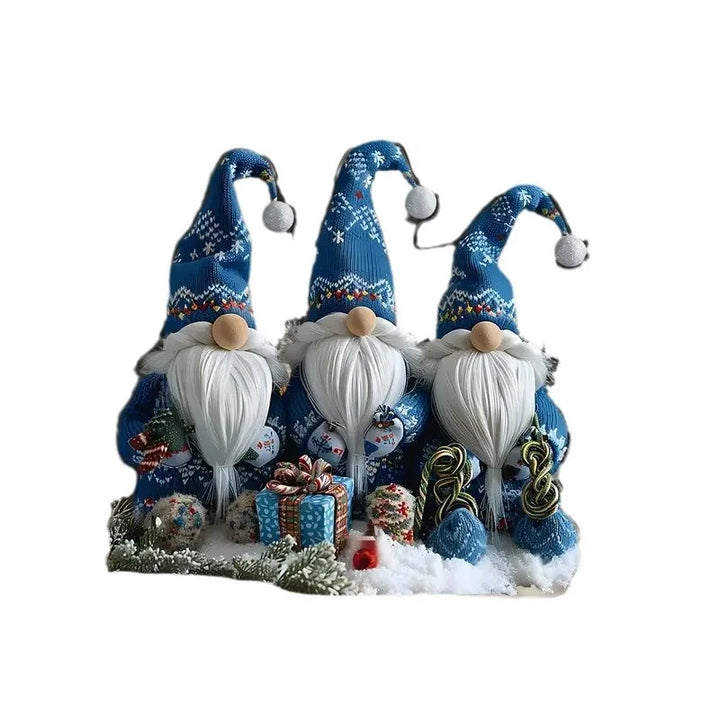 Skanto | GlasNordic Jule Gnomen Dekorasjon | Akryl Bordfigur 18 cm | 3 Gnomer i Blå | Festlig Dekorasjon for Stue, Kjøkken & Kontor