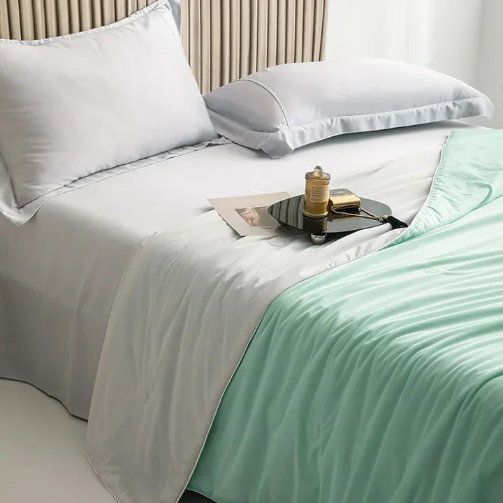Air Condition Sommer Komforter — Ren Farge Is Silke Kjøleteppe, Lett & Glatt Twin/King Størrelse Quilt | Skanto
