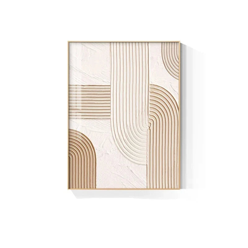 Modern Abstract Beige Geometric Lines Wall Art Fine Art Canvas Prints Pictures for Living Room Dining Room Home Office Decor | Skanto