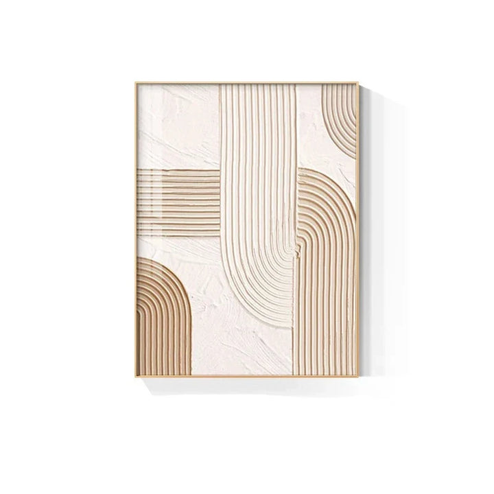 Modern Abstract Beige Geometric Lines Wall Art Fine Art Canvas Prints Pictures for Living Room Dining Room Home Office Decor | Skanto