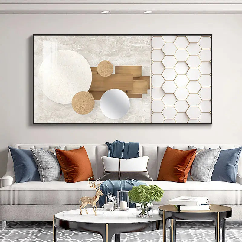 Modern Aesthetic Abstract Sun & Moon Wall Art Fine Art Canvas Prints Pictures for Luxury Loft Living Room Dining Room Lifestyle Art Decor | Skanto