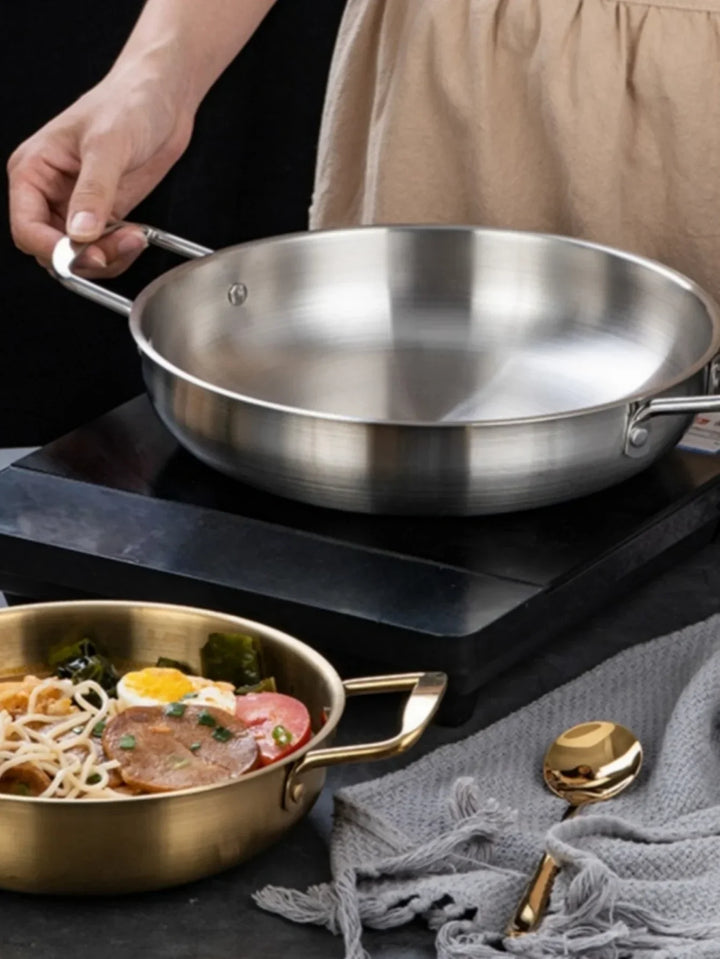 GastroPan – Rustfritt Stål Saus- og Paella-panne med Håndtak Skanto