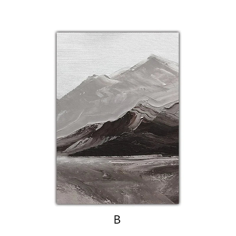 Abstract Gray Mountain Landscape Wall Art Canvas Prints Pictures For Modern Apartment Living Room Dining Room Art Decor | Skanto