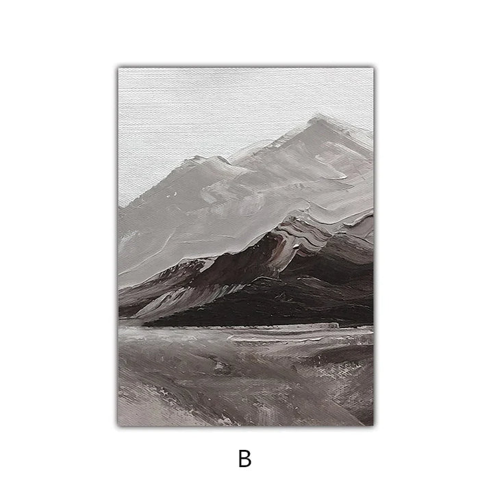 Abstract Gray Mountain Landscape Wall Art Canvas Prints Pictures For Modern Apartment Living Room Dining Room Art Decor | Skanto