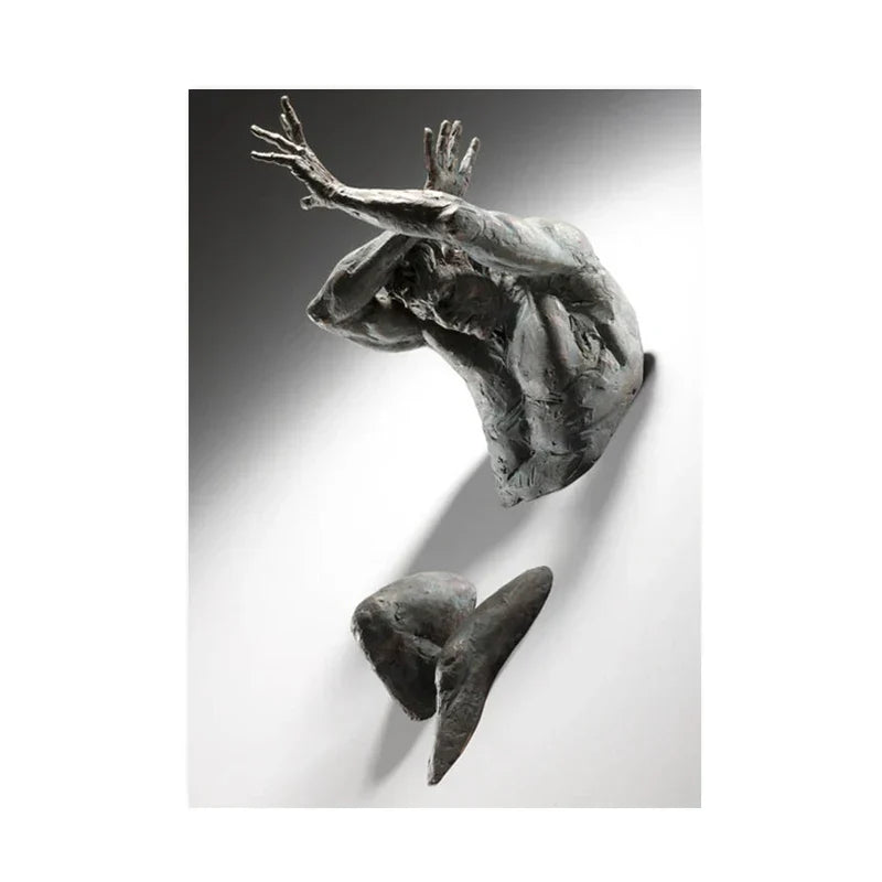 Modern Urban Abstract Iron Statue Wall Art Fine Art Canvas Prints 3D Visualization Figure Art Pictures For Minimalist Apartment Wall Decor | Skanto