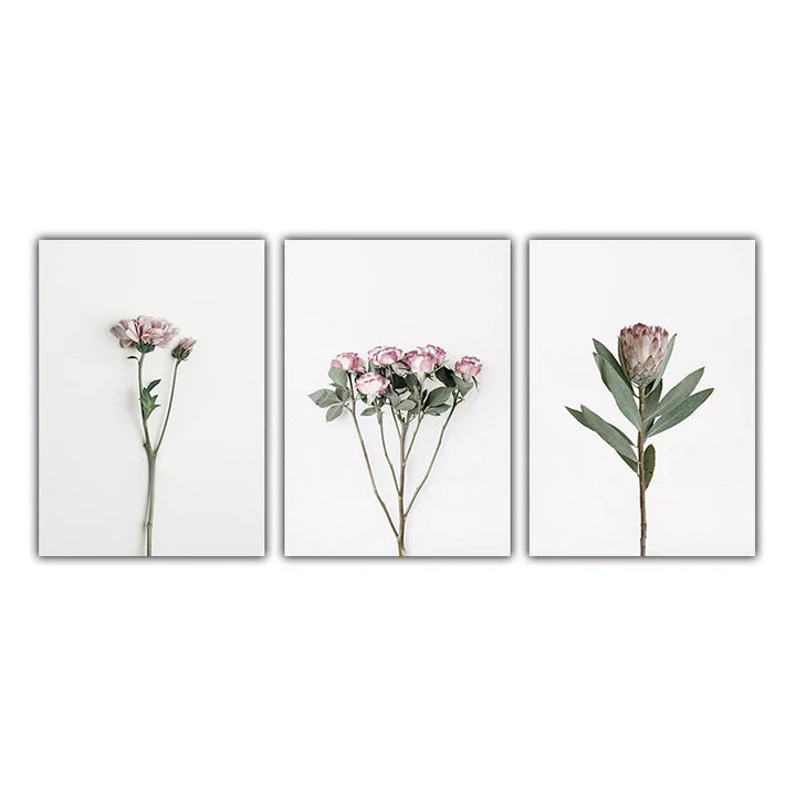 Minimalist Pink Floral Botanical Wall Art Fine Art Canvas Prints Posters Elegant Pictures For Nordic Living Room Dining Room Bedroom Art Decor | Skanto