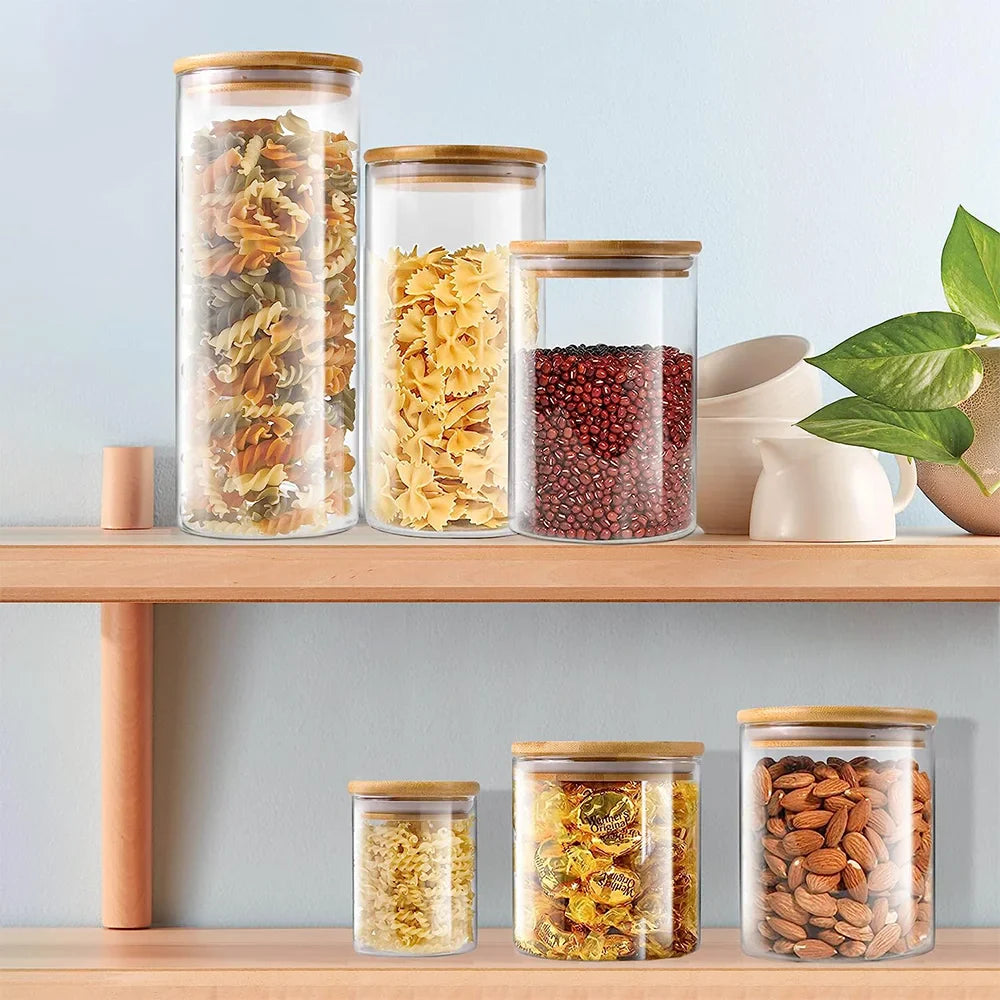 PureVorrat Glass Container Set – Oppbevaringskrukker med Trellokk | Tett og Stilfull | Moderne Kjøkkenoppbevaring | Skanto