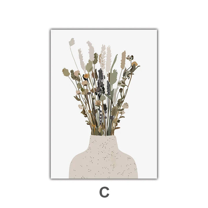 Minimalist Watercolor Cactus Potted Plant Green Leaves Wall Art Fine Art Canvas Prints Pictures for Dining Room Living Room Art Decor | Skanto