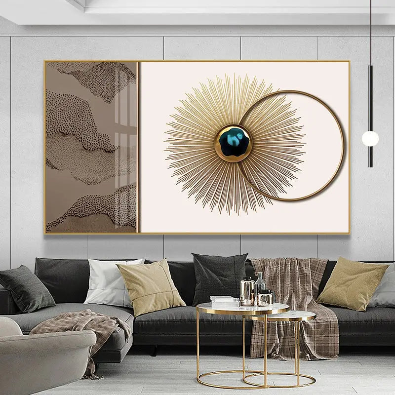 Modern Aesthetic Abstract Sun & Moon Wall Art Fine Art Canvas Prints Pictures for Luxury Loft Living Room Dining Room Lifestyle Art Decor | Skanto