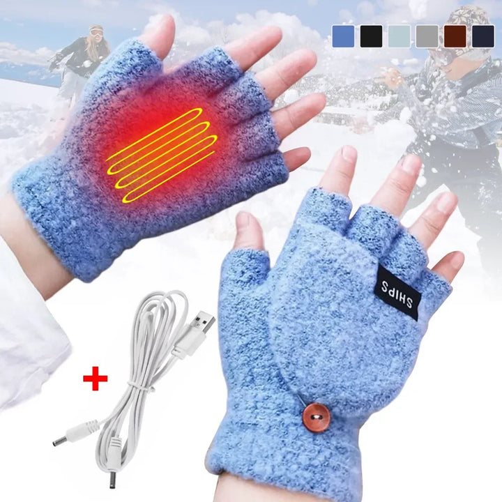 Skanto | ThermoLoom USB oppvarmingshansker | 3 varmenivåer | Myk strikket materiale | Unisex én størrelse