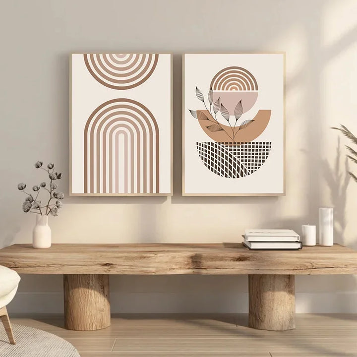 Minimalist Terracotta Sun Abstract Wall Art Fine Art Canvas Print Modern Pictures For Living Room Bedroom Gallery Wall Art Decor | Skanto
