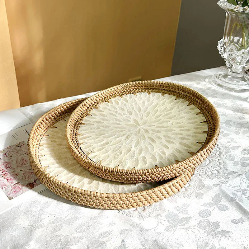 Skanto | Lotus Leaf Rattan & Shell Fruktbolle Brett