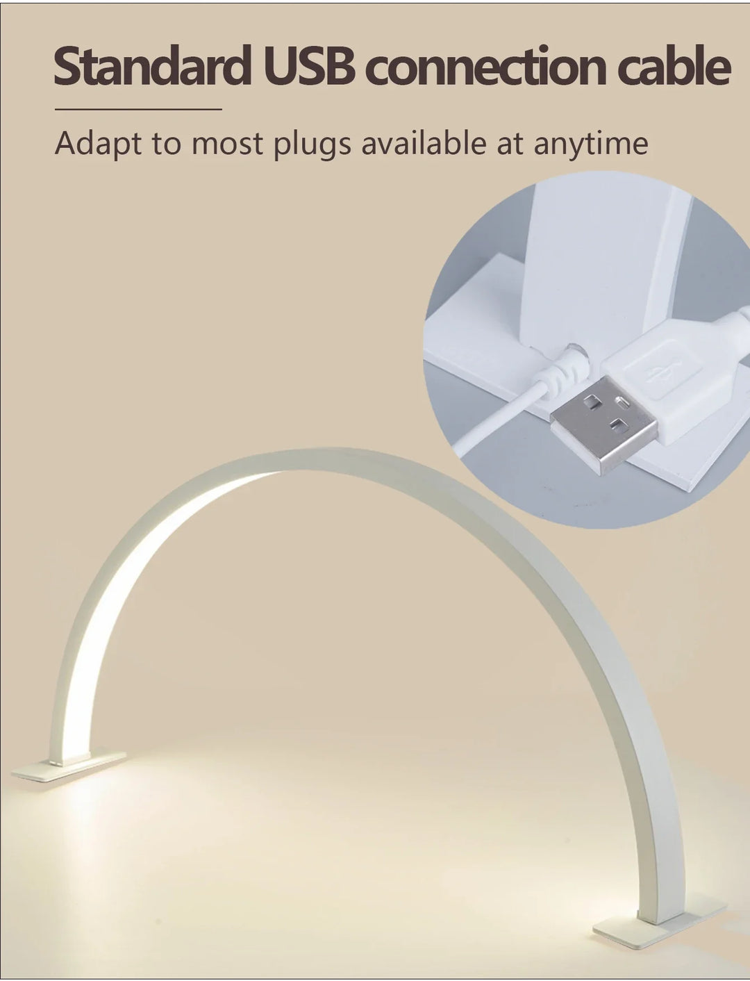 Skanto | LUNAIL LED Neglelampen | Halvmåne Design | USB | For Neglestudio & Hjem