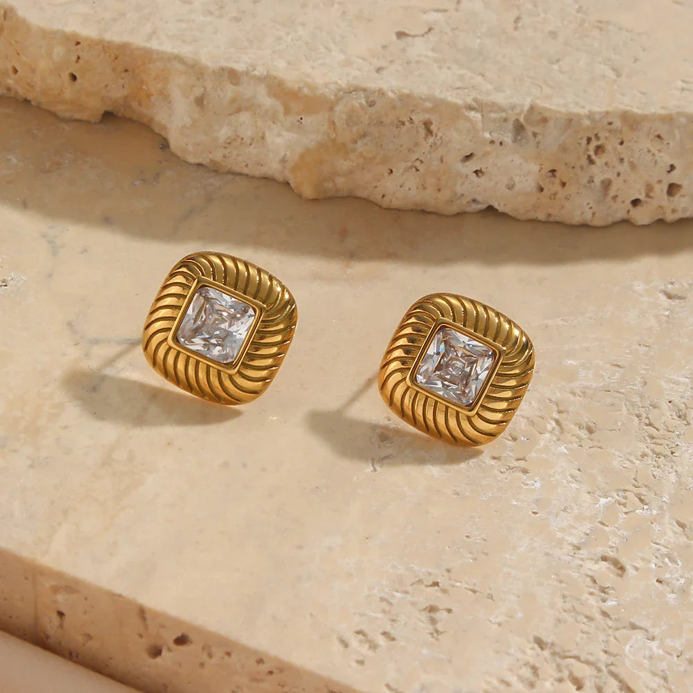 Skanto | Chunky Spiral Texture Diamant Akzentuerte Øredobber