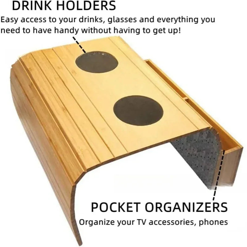 Minimalist Bamboo Sofa Armrest Organizer | Skanto