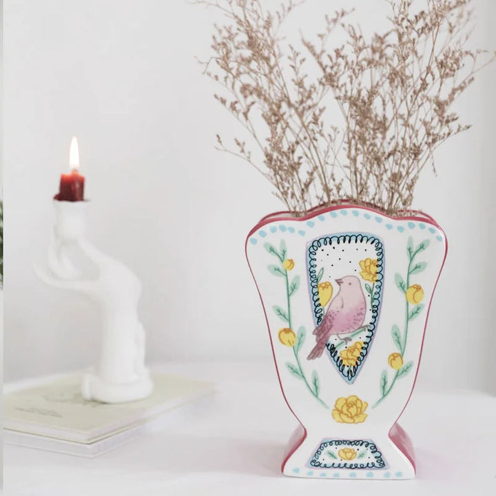 Vintage Illustrasjon Keramikk Vase | Skanto