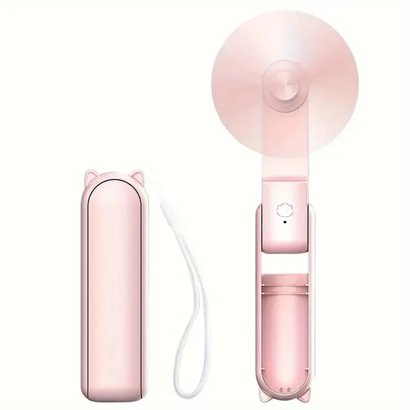 Sammenleggbart Mini-Håndvifte med Powerbank og Håndleddsbånd – FrisMee 2-i-1 | Skanto