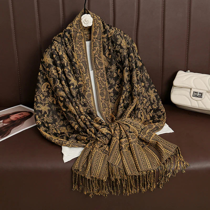 Skanto | Élégancea | Dame skjerf | Cashmere følelse | 70 × 190 cm | Luksus trykk & varm