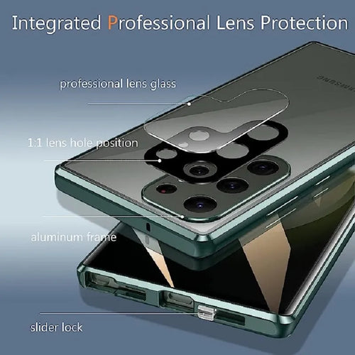 Skanto | Metall Aluminiumlegering 360-deksel med sikkerhetslukking for Samsung Galaxy S24-S23 Serie