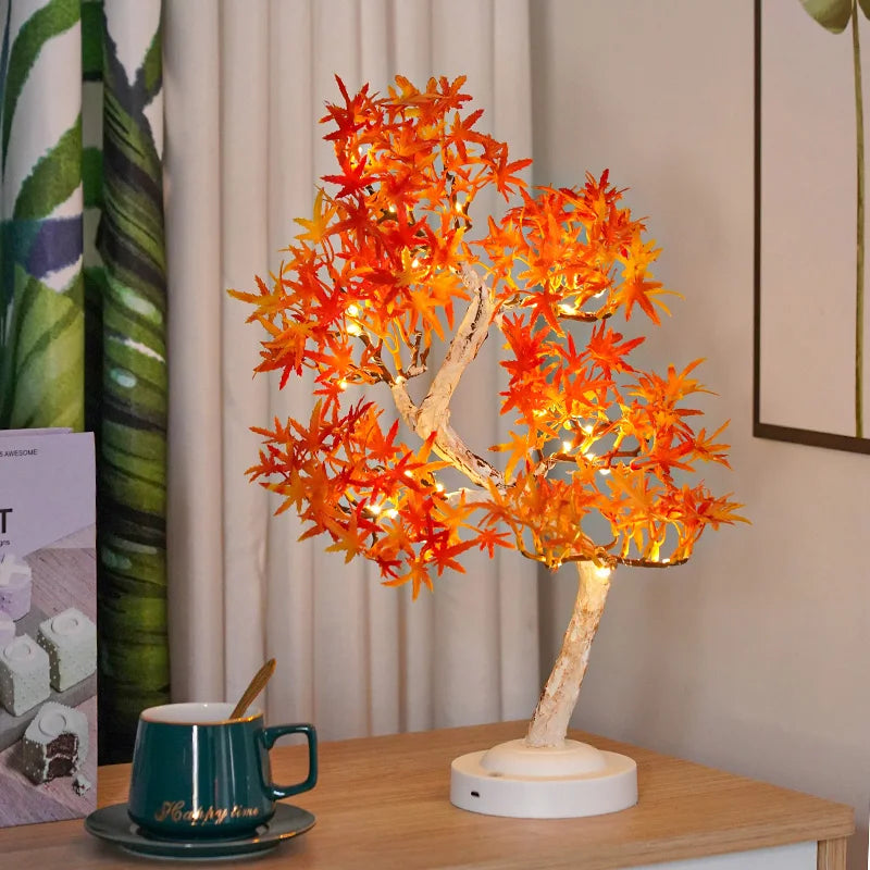 LED Maple Leaf Bonsai Tree Night Light – Dekorativ Bordlampe for Stue og Soverom | Skanto