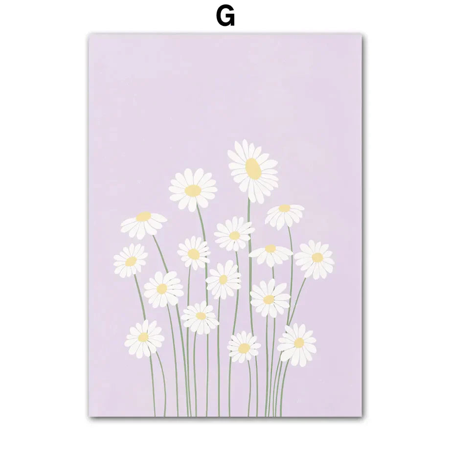 Pink Lavender Daisy Flower Market Posters Wall Art Fine Art Canvas Prints Pastel Floral Pictures For Living Room Bedroom Art Decor | Skanto