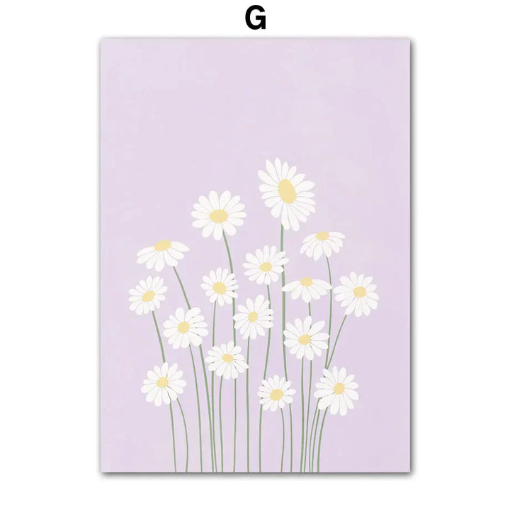 Pink Lavender Daisy Flower Market Posters Wall Art Fine Art Canvas Prints Pastel Floral Pictures For Living Room Bedroom Art Decor | Skanto