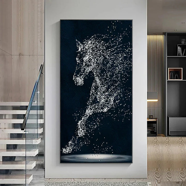 Minimalist Abstract Light Splash Horse Wall Art Fine Art Canvas Prints Equestrian Pictures for Modern Living Room Entryway Foyer Art Decor | Skanto