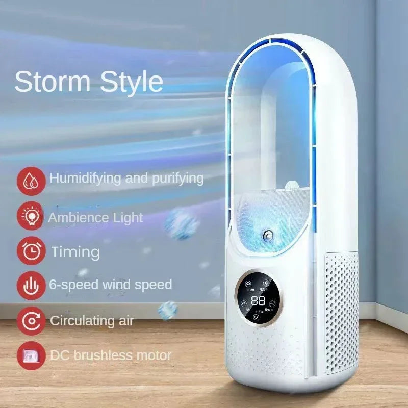 Skanto | AeroCool Breeze Bladeless Vifte 2025 | 6 Hastigheter | Stille Luftkjøler & Fuktighetsgiver | USB Tilkobling | For Kontor & Hjem