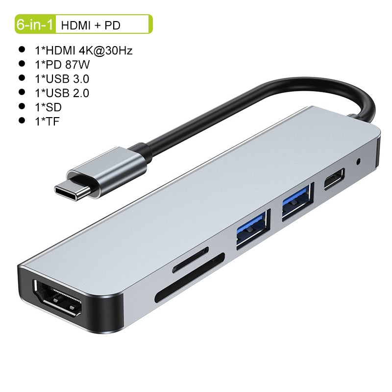 Skanto | Thunderbolt 3 USB-C Hub med HDMI, PD, SD/TF for MacBook Air M1 og iPad Pro