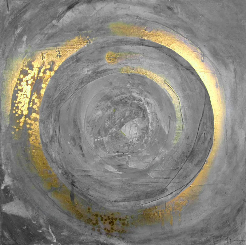 Blue Golden Swirl Circle Wall Art Fine Art Canvas Prints Square Abstract Pictures for Living Room Bedroom Home Office Art Decor | Skanto