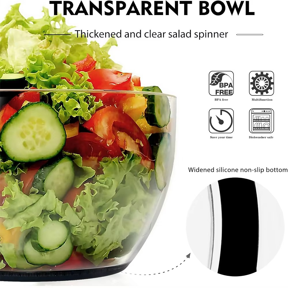 Skanto | 6.3 QT Enhånds Salatslynge med Enkel Trykk Tørkesystem