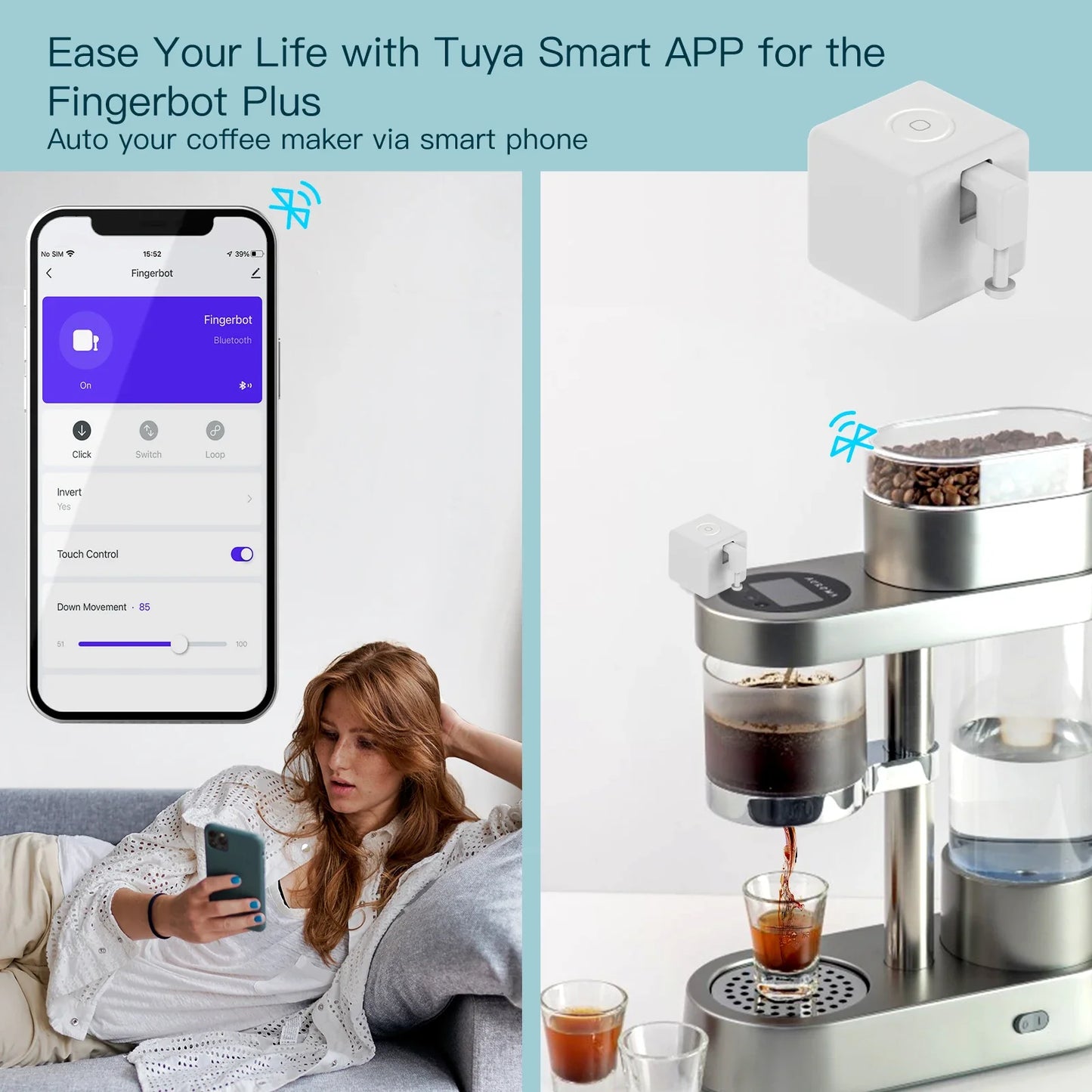 Tuya Fingerbot Knapptaster - Wifi Programmerbar Kontroll via SmartLife Google Alexa Apps