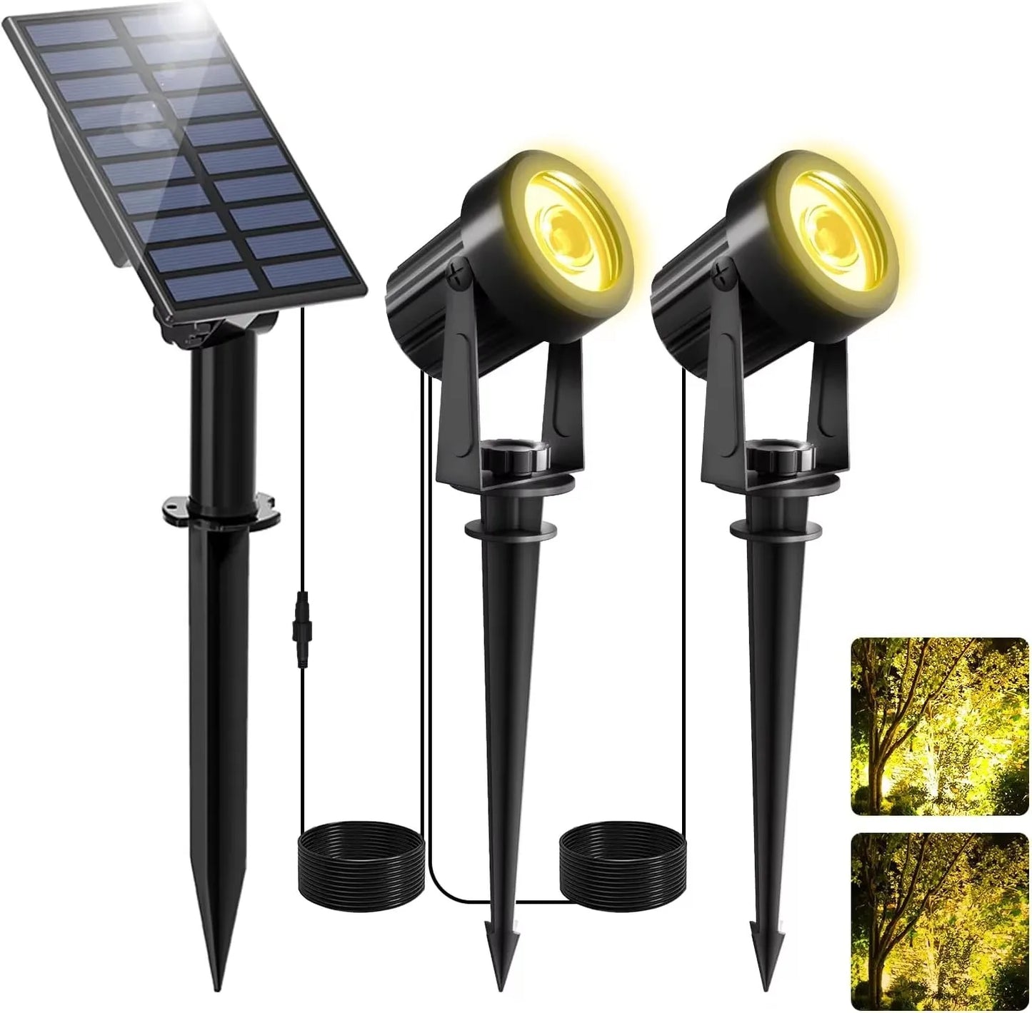 Norvo | Solar Garden Spotlight LumiGlow DuoColor | 3000K/6000K Varm og Kald Hvit | IP65 Vanntett | Automatisk Skumringssensor