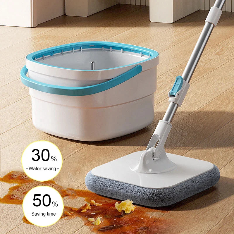 Norvo | AquaPure Spin Mop | 360° roterende mopp med vannseparering | Håndfri rengjøringssystem | 2.5L bøtte