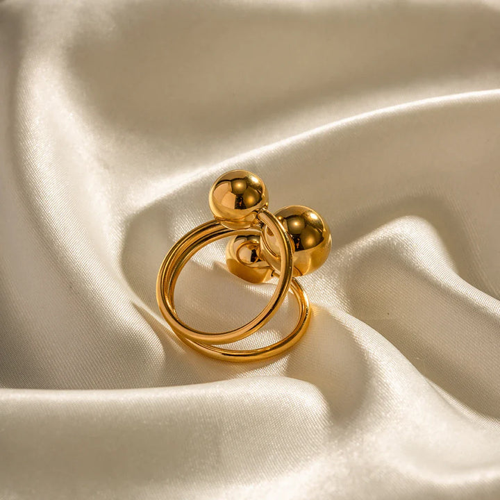 Skanto | 18k Bold Tre Kule Åpen Ring