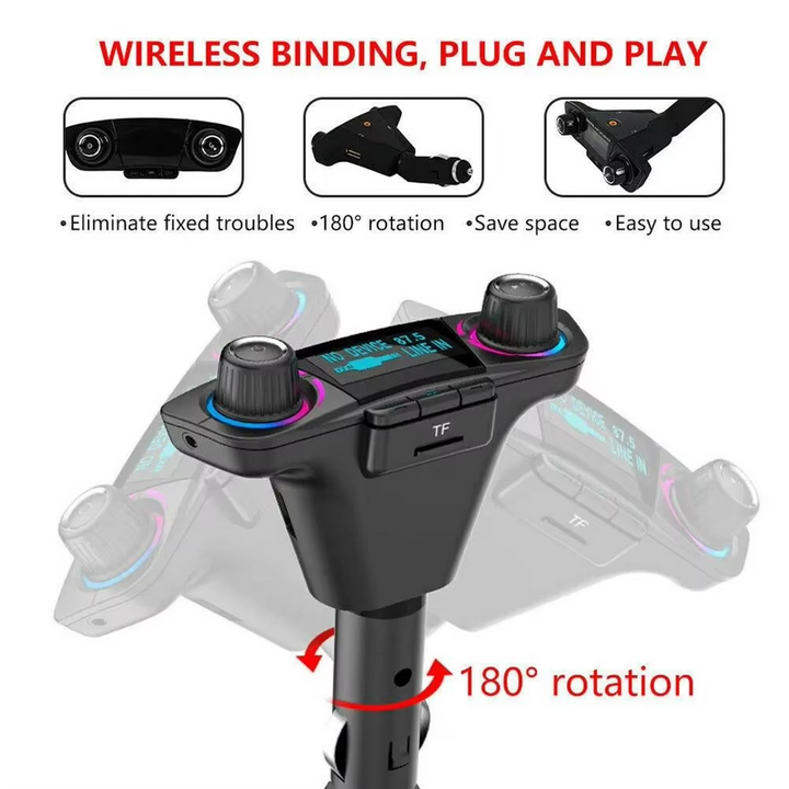 Skanto | Bluetooth 5.0 Car FM transmitter with dual USB charger and LED display