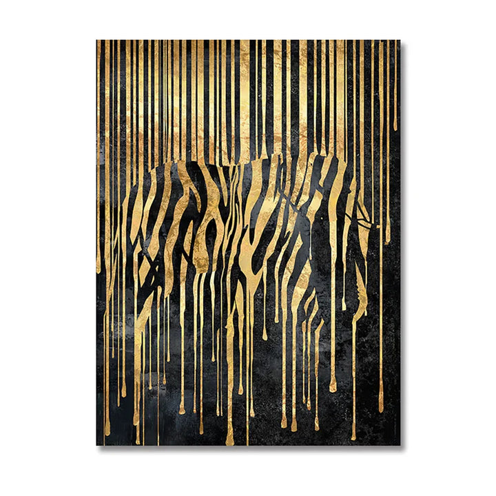 Modern Abstract Golden Zebra Lines Lion Elephant Tiger Wall Art Fine Art Canvas Prints Pictures for Luxury Apartment Living Room Dining Room Art Decor | Skanto