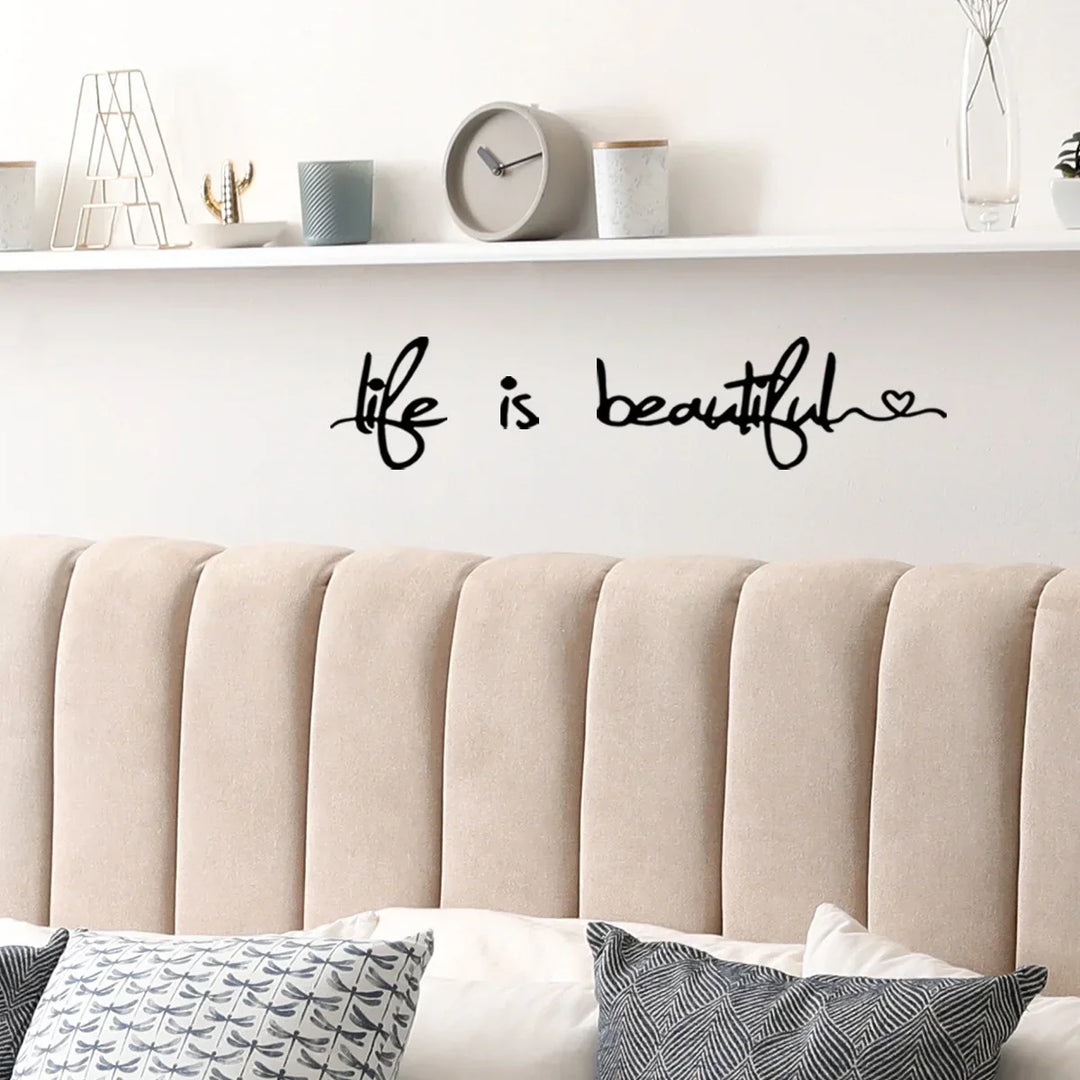 Beautiful Life Inspirational Wall Sticker Removable Peel and Stick Daily Mantra Wall Decal Creative DIY Home Decor for Living Room Bedroom Dining Room | Skanto