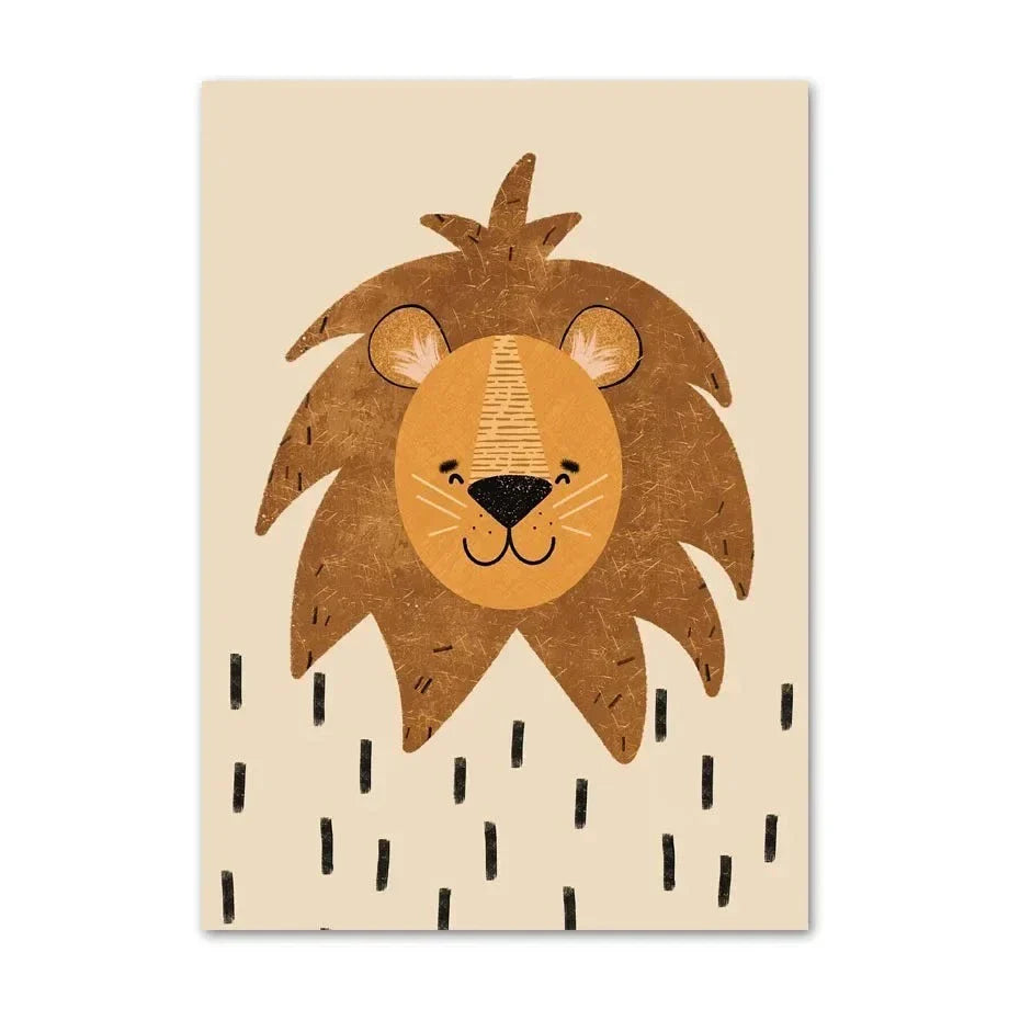 Cute Baby Animals Kids Room Wall Art Illustrations Fine Art Canvas Prints Goose Mouse Lion Polar Bear Posters For Baby Room Wall Decor | Skanto