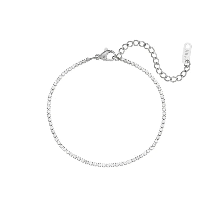 Skanto | 2mm Delikat Tenniskjede Armbånd og Halskjede