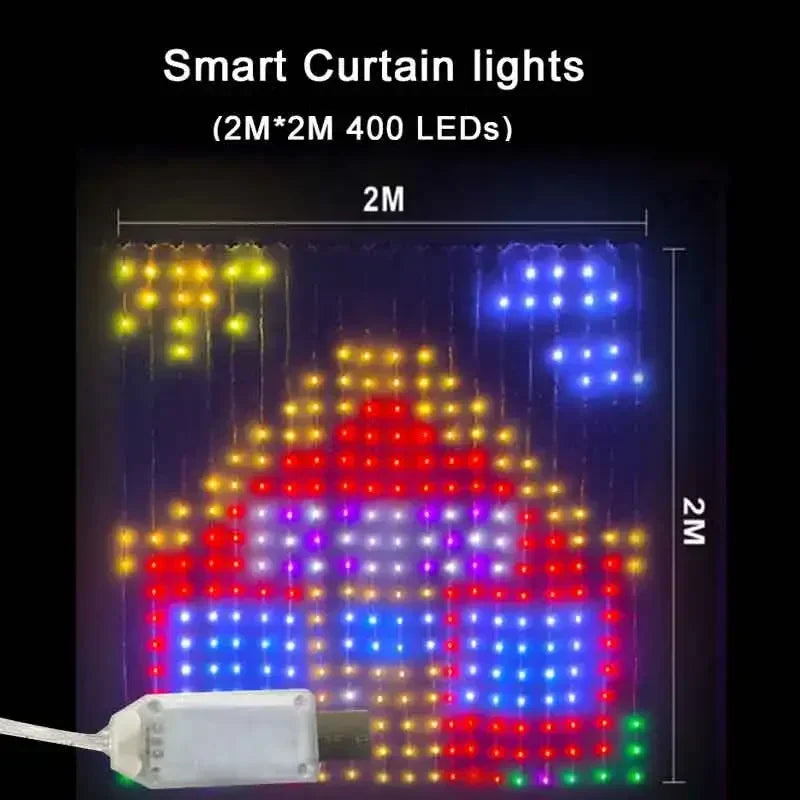 Smart LED Gardin Lyskjede Julelys - Programmerbare Fe-lamper for Soverom, Bryllup & Høytidsdekor med Musikk Synk og Fjernkontroll