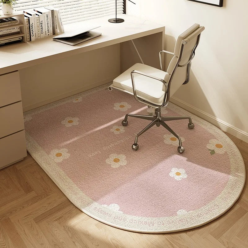 Skanto | Rund Kontorstolmatte 100cm – Beige Stripete Sklisikker Teppebeskytter