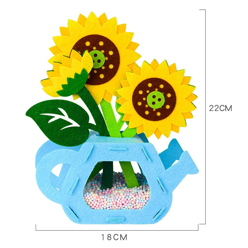 Håndlaget Montessori Blomsterhåndverkssett - DIY Fargerike Blomsterpottelekler for Barn, Kreativ Tidlig Læringsgave