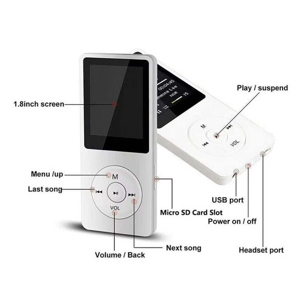 Skanto | Høyfidelitet Bærbar Bluetooth MP3/MP4-spiller med 1.8" skjerm og multifunksjonskapasitet