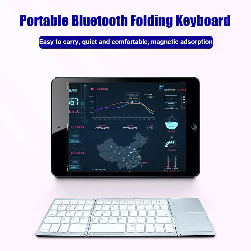 Trådløst sammenleggbart Bluetooth-tastatur med berøringspute – Kompakt, allsidig og ultrabærbar | Skanto
