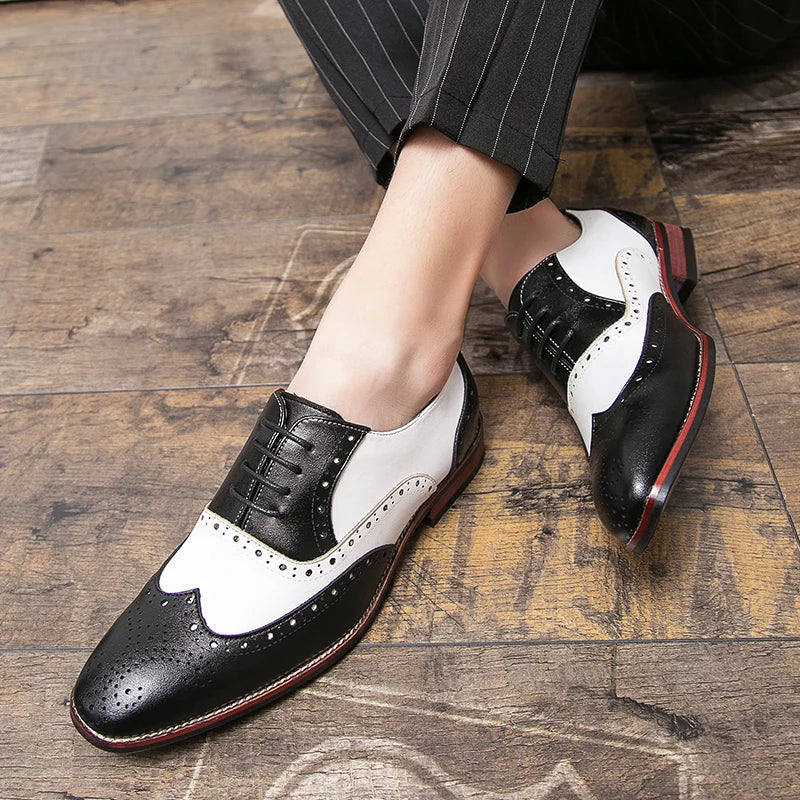 Norvo | Men’s Luxury Shoes Brogue Lace-up Casual British Style Kontrastfarge Oxford Kontor