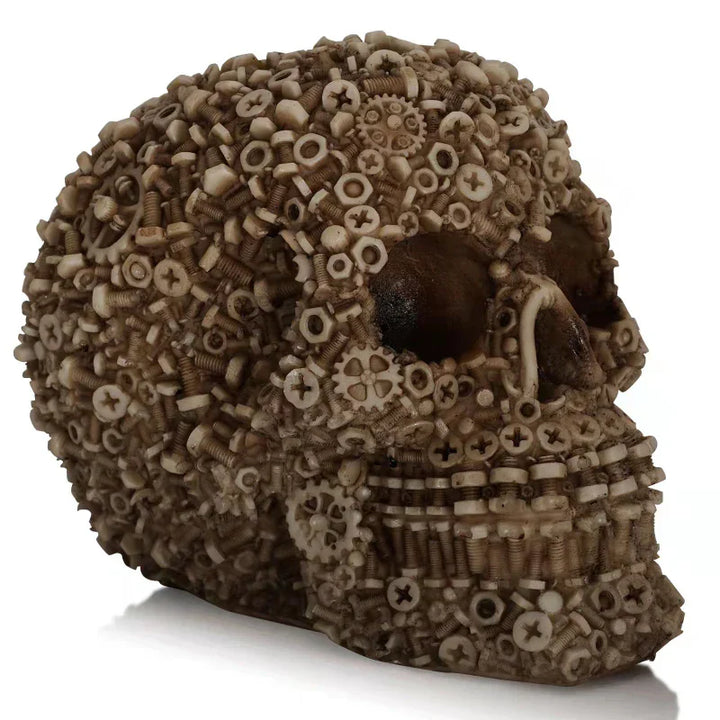 Skanto Harpiks Skrue Gir Mekanisk Stil Hodeskalle Dekorative Håndverk Ornament Hjem Dekor Statue Halloween Dekorasjon Skulptur