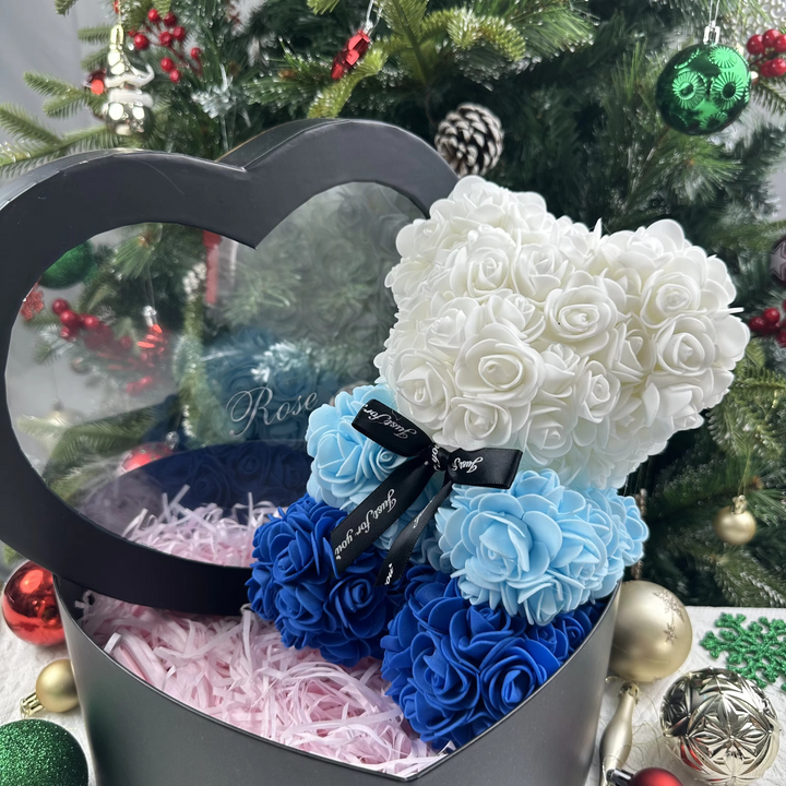 Skanto | 9.8in Kunstig Rose Teddy Bjørn Gave med Presentasjonsboks - Romantisk Jubileum eller Valentines Dag Dekor