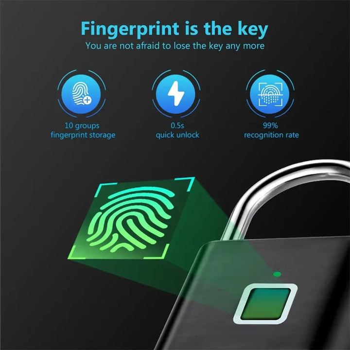 Frendorf | Smart Fingeravtrykk HengeLås med USB-lading og vanntett design – Titan